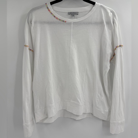 Lisa Todd Tops - Lisa Todd white Top preppy Comfort cotton snitched long sleeve size small